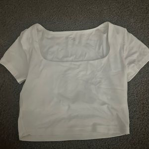 aerie white square neck crop top